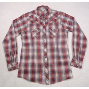 Ariat Shirt Womens Size Medium Red Plaid Button Up Cher Snap Western Pockets